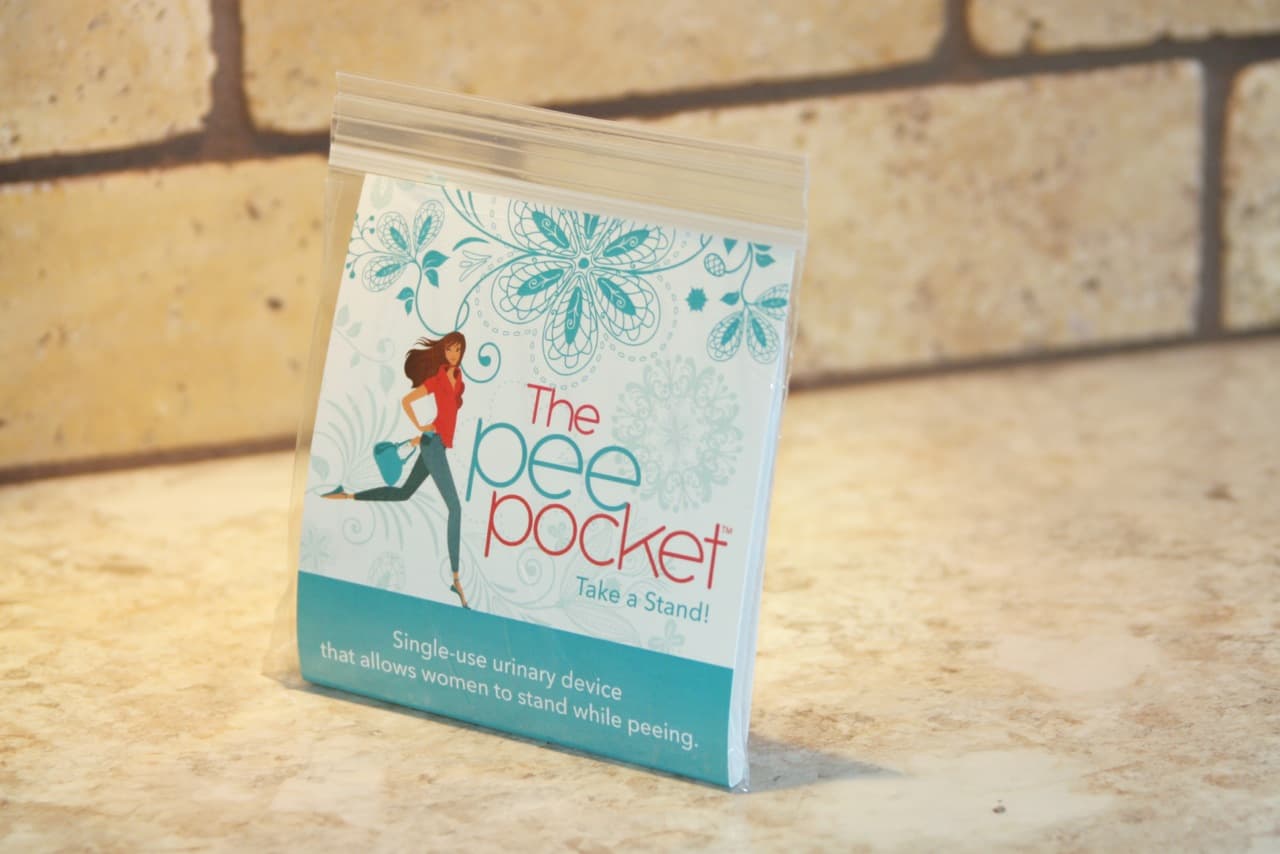 An individually wrapped Pee Pocket funnel